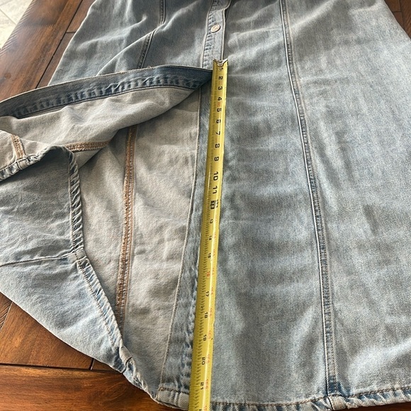 Zara blue maxi long denim jean distressed sleeveless button down dress sz XL - Picture 6 of 16